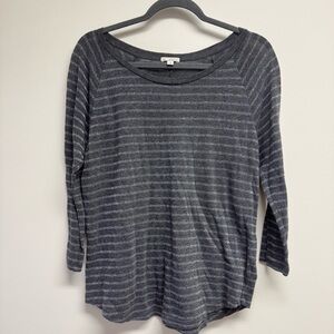 GAP Gray Striped Long Sleeve Knit Top Size M